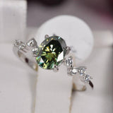 1.5ct Oval Cut Green Moissanite Engagement Ring Size 5 & 8 only