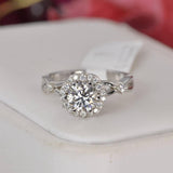 1.8 tcw Halo Brilliant Round Cut Moissanite Engagement Ring Size 6, 7, 8, 9 only