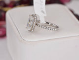 Halo Emerald Cut Moissanite Ring 8.35ct Full Eternity Engagement Size 9