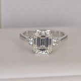 4ct Emerald Cut Moissanite Ring 925 Sterling Silver Size 8