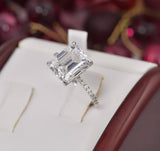 5.5ct Emerald Cut Moissanite Engagement Ring 925 Size 5 & 7