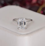 5.5ct Emerald Cut Moissanite Engagement Ring 925 Size 5 & 7