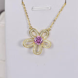 Elegant 1ct Pink Moissanite Pendant 18" 925 Sterling YG