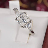 2.0 ct Radiant Cut Moissanite Engagement Ring 925 Sterling Silver Size 5 only