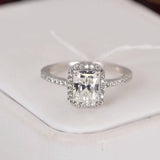 2.0 ct Radiant Cut Moissanite Halo Engagement Ring, Sterling Silver (Size 8/9)