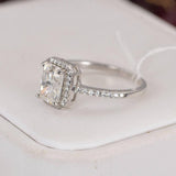 2.0 ct Radiant Cut Moissanite Halo Engagement Ring, Sterling Silver (Size 8/9)