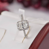 2.0 ct Radiant Cut Moissanite Halo Engagement Ring, Sterling Silver (Size 9)