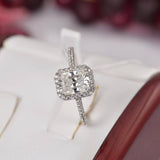 2.0 ct Radiant Cut Moissanite Halo Engagement Ring, Sterling Silver (Size 8/9)