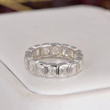 Emerald Cut All Moissanite Full Eternity Ring 925 Sterling Silver Size 5 only