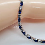 Blue Tennis Bracelet 925 Sterling Silver 7 inches