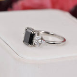 3ct Black Emerald Cut Moissanite Engagement Ring size 9 only