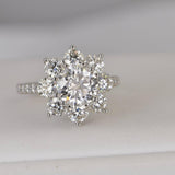 3.55ct All Moissanite Sunflower Engagement Ring size 6 and 7 only