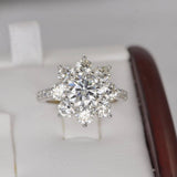 3.55ct All Moissanite Sunflower Engagement Ring size 6 and 7 only