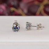 Moissanite 2.0 ctw Rainbow Blue Stud Earrings 925 Sterling