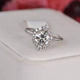 2ct Halo All Moissanite Round Cut Engagement Ring Size 7 only