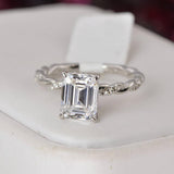 Moissanite 3ct Emerald Cut Engagement Ring 925 Sterling Silver Size 5 and 8 only