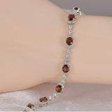 Natural Garnet Gemstones Tennis Bracelet 7"