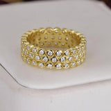 Moissanite 3 Row Wedding Band Ring YG Size 5, 6, only