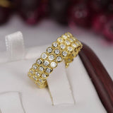 Moissanite 3 Row Wedding Band Ring YG Size 5, 6, only