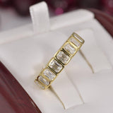 Moissanite Emerald Cut Wedding Band Ring YG Size 5 & 7 only