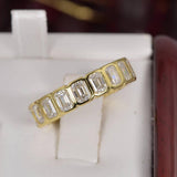 Moissanite Emerald Cut Wedding Band Ring YG Size 5 & 7 only