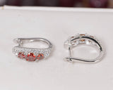 Red Moissanite Hoop Earrings 925 Sterling