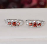 Red Moissanite Hoop Earrings 925 Sterling