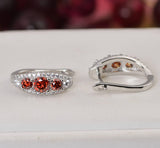 Red Moissanite Hoop Earrings 925 Sterling