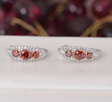 Red Moissanite Hoop Earrings 925 Sterling