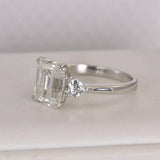 4ct Emerald Cut Moissanite Ring 925 Sterling Silver Size 8