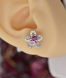 Elegant 1ct Flower Pink Moissanite Earrings 925 Sterling