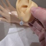 Moissanite 1.0 ctw Halo Huggies Lever Hoop Earrings 925 Sterling