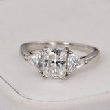 2.0 ct Radiant Cut Moissanite Engagement Ring 925 Sterling Silver Size 5 only