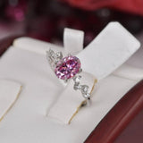 1.5 ct Pink Oval Cut Moissanite Engagement Ring 925 Sterling Silver Size 7 & 9 only