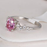 1.5 ct Pink Oval Cut Moissanite Engagement Ring 925 Sterling Silver Size 7 & 9 only