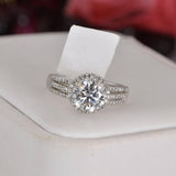 2.0 ct Moissanite Engagement Ring, Halo Brilliant Cut, Sterling Silver (Size 5 and 7)