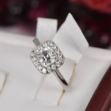 1.0 ct Halo Ascher Cut Moissanite Engagement Ring 925 Sterling Size 5 & 9 only