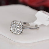 1.0 ct Halo Ascher Cut Moissanite Engagement Ring 925 Sterling Size 5 & 9 only