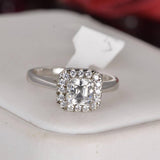 1.0 ct Halo Ascher Cut Moissanite Engagement Ring 925 Sterling Size 5 & 9 only