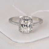 2.0 ct Radiant Cut Moissanite Halo Engagement Ring, Sterling Silver (Size 9)