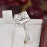3.0 ct All Moissanite Emerald Cut Engagement Ring 925 Sterling Size 5, 6, 8, 9 only