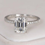 3.0 ct All Moissanite Emerald Cut Engagement Ring 925 Sterling Size 5, 6, 8, 9 only