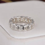 Emerald Cut All Moissanite Full Eternity Ring 925 Sterling Silver Size 5 only