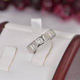 Emerald Cut All Moissanite Full Eternity Ring 925 Sterling Silver Size 5 only