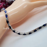 Blue Tennis Bracelet 925 Sterling Silver 7 inches