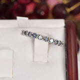 Moissanite Rainbow Blue Full Eternity Ring Sterling Silver size 8 only