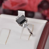 3ct Black Emerald Cut Moissanite Engagement Ring size 9 only