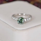 2.0ct Brilliant Round Cut Green Moissanite Engagement Ring Size 8 and 9 only
