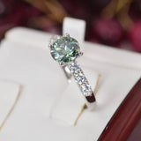 2.0ct Brilliant Round Cut Green Moissanite Engagement Ring Size 8 and 9 only