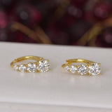 All Moissanite Lever Back Hoop Earrings 925 Sterling Silver